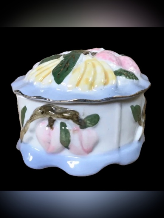 Other - Vintage Porcelain Embossed Fruit Trinket Box with Lid Cottagecore Grandmacore